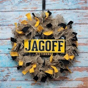 Pittsburgh Steeler Jagoff Black and Gold Rag Wreath